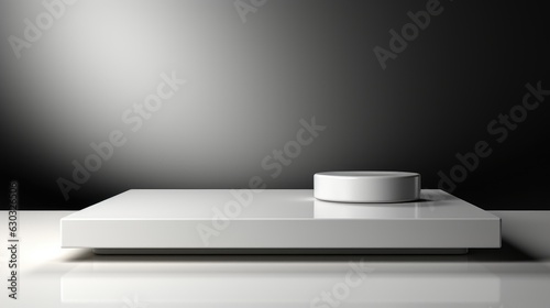 white podium for product displays. minimalist white background. showcase your product.
