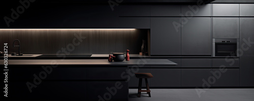 Wallpaper Mural Interior large dark kitchen. Torontodigital.ca