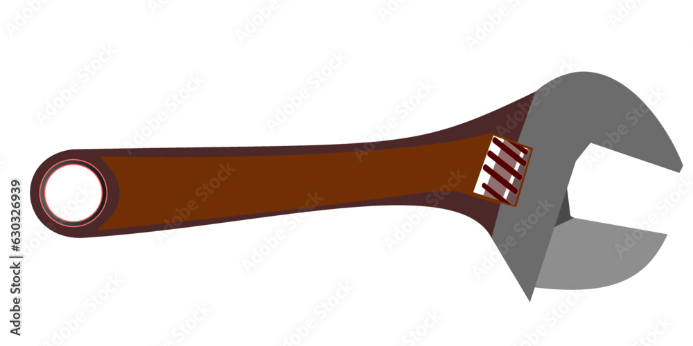 An adjustable wrench isolated on a white background, it s a type of wrench which can be adjusted according to different settings, to fit for size to a wide range of hexagonal nuts An adjustable wrench isolated on a white background, it s a type of wrench which can be adjusted according to different settings, to fit for size to a wide range of hexagonal nuts