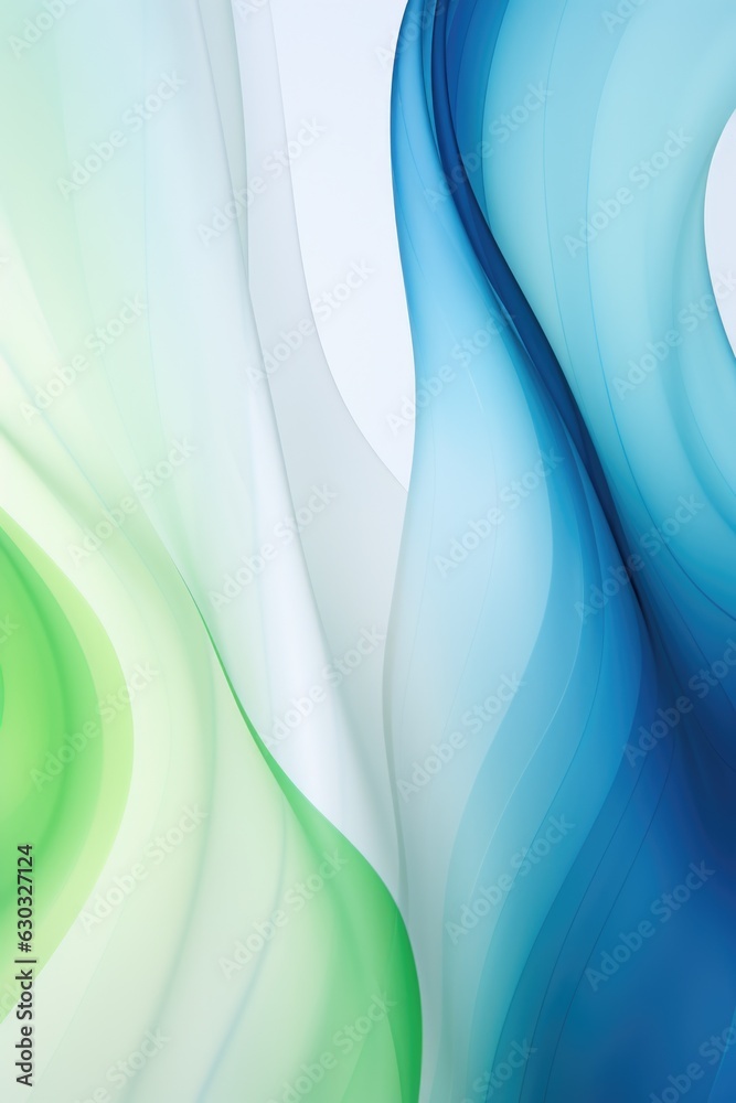 Fototapeta premium Abstract green and blue swirl wave background. Flow liquid lines design element. Light pastel colors. Abstract verical futuristic background