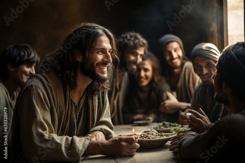 Obraz na płótnie Jesus sharing the Last Supper with His disciples, capturing the emotion and sign