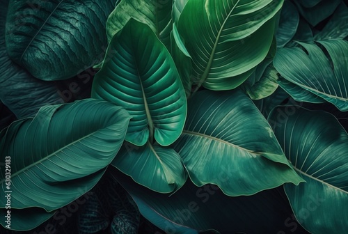 Green leaf abstract background for design element. generative ai