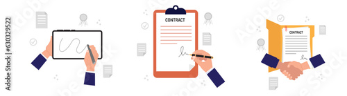 contract sign agreement illustration handshake