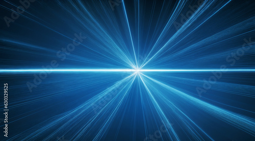 Futuristic Blue Light Burst. Abstract blue background with rays and lights. 3D rendering