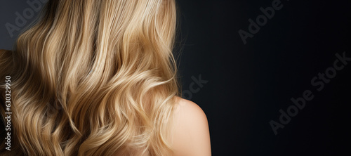 Back of model with long blonde hair