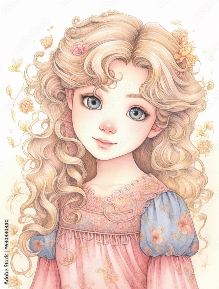 Princess, Girl from a fairy tale, cartoon illustration. Generative AI Princess, Girl from a fairy tale, cartoon illustration. Generative AI