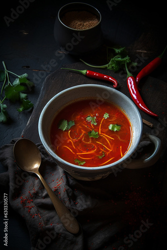 Red hot spicy soup generative AI