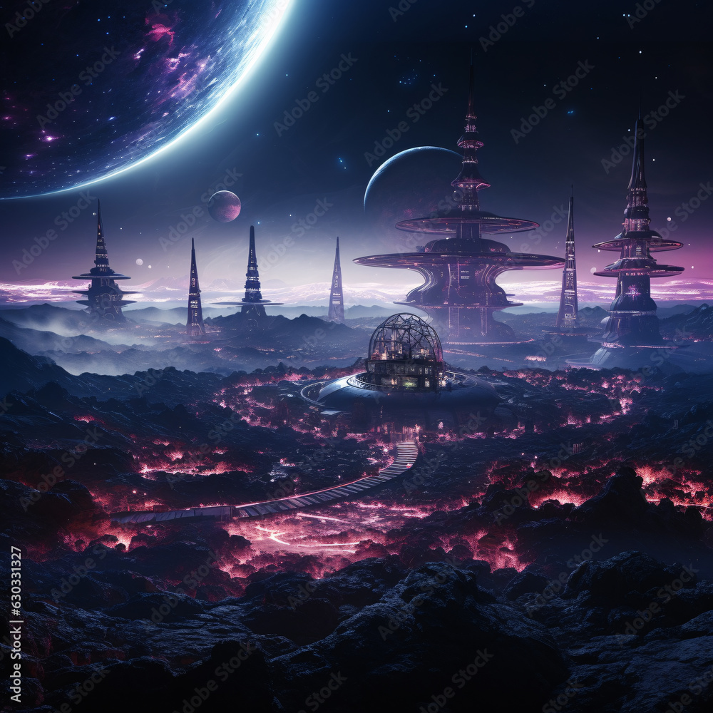 Imaginative depiction of an advanced alien civilization on a distant ...