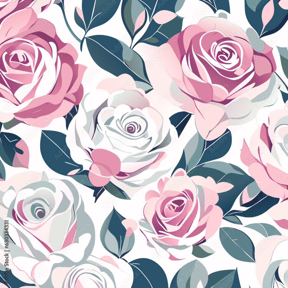 Seamless pattern with roses. Floral background. Vector illustration.