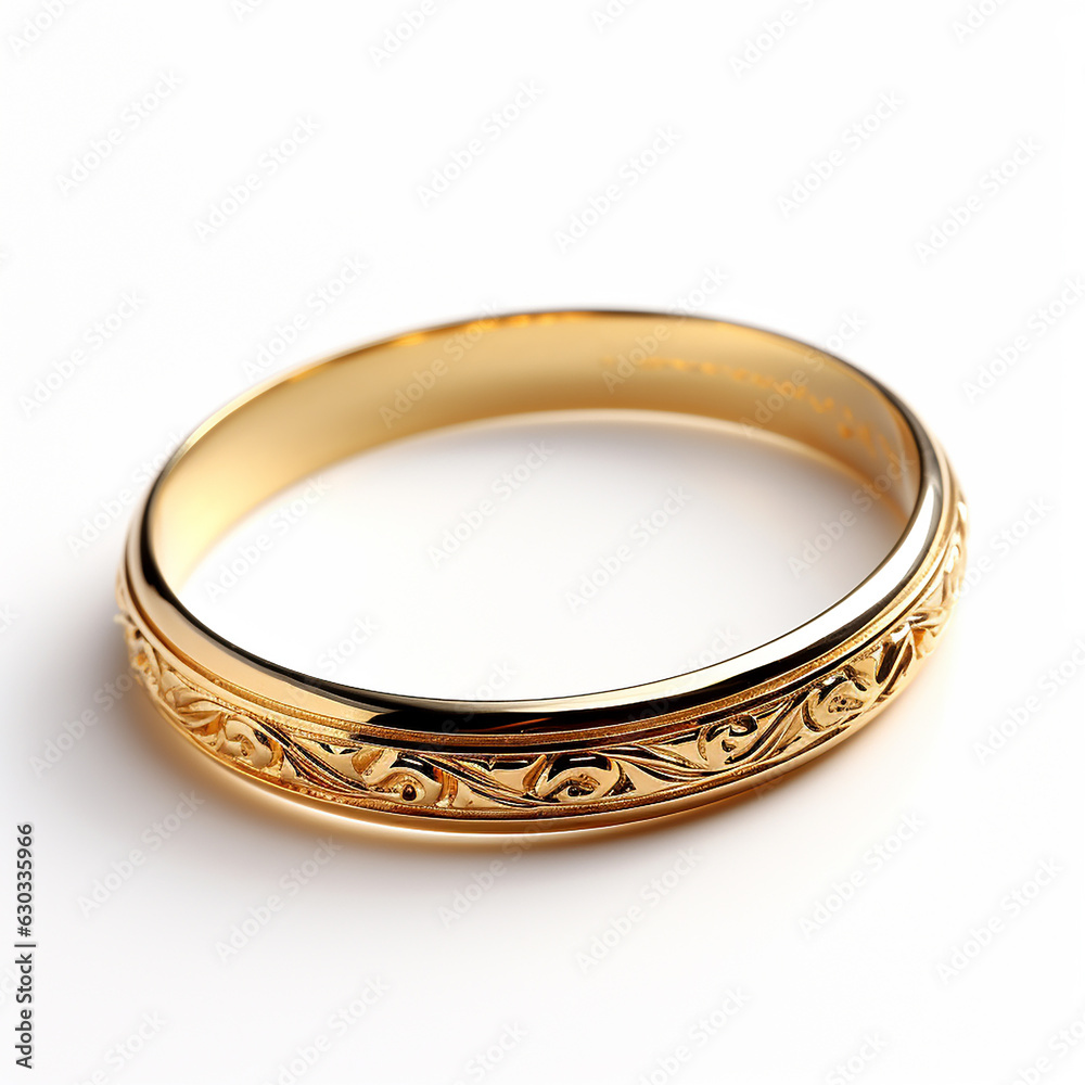 Golden wedding ring on white background. Made with generative ai Golden wedding ring on white background. Made with generative ai