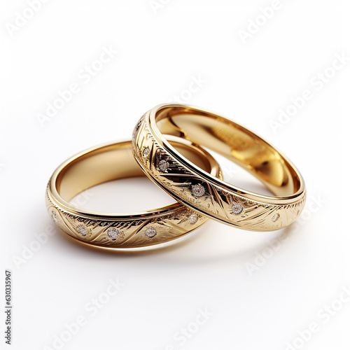 Golden wedding ring on white background. Made with generative ai