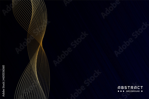 Abstract black background with goleden wave element photo