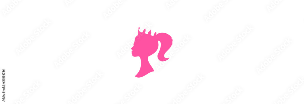 Pink silhouette of a girl with a crown on her head. Pink silhouette of a girl with a crown on her head.