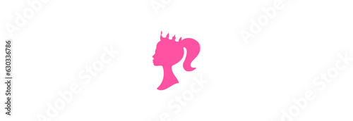 Pink silhouette of a girl with a crown on her head.