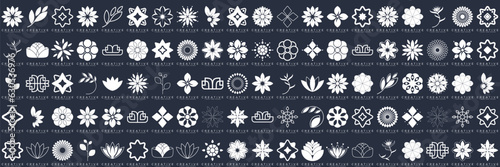 Floral ornament logo and icon set. Abstract beauty flower logo design collection