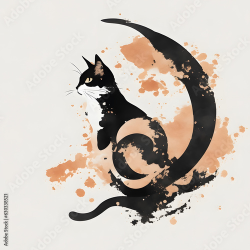 cat ink painting