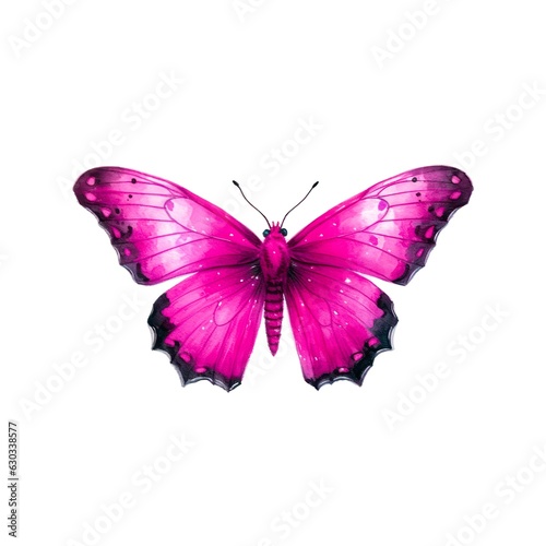 Beautiful pink butterfly isolated on white background in watercolor style.