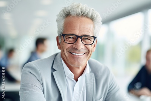 business businessman office mature middle aged meeting man portrait corporate manager smiling happiness professional executive worker businessperson generative ai