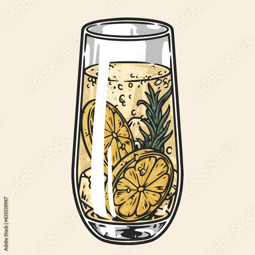 Glass cold lemonade colorful sticker