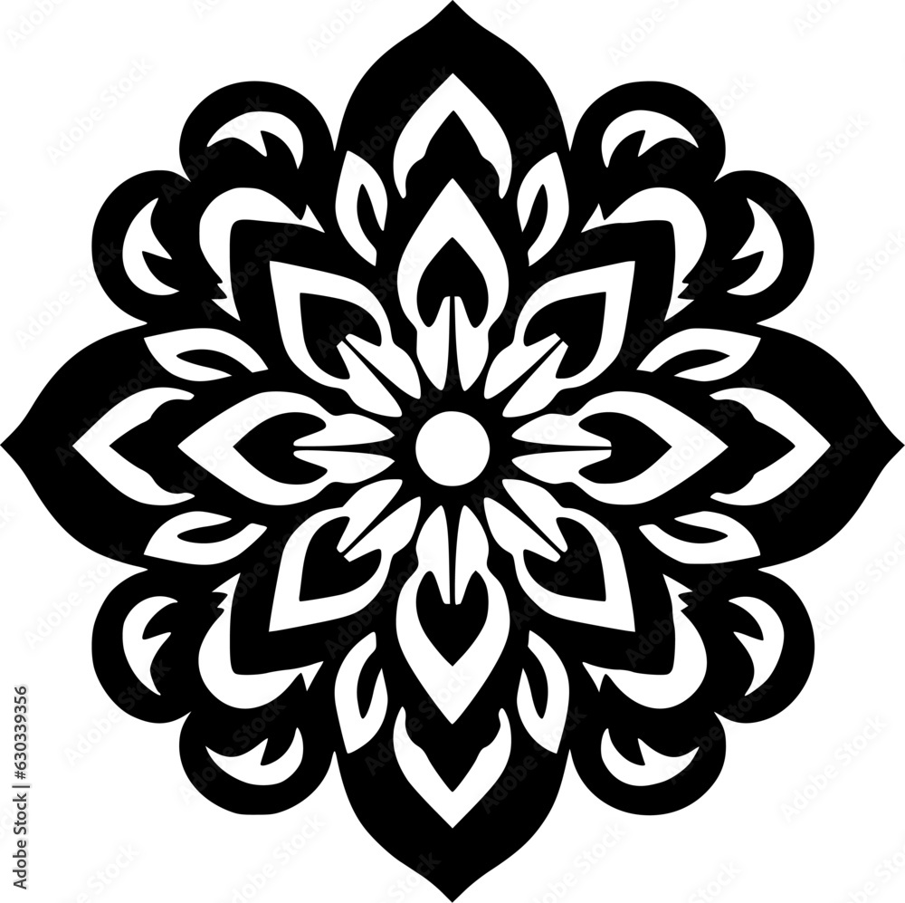 Mandala - Black and White Isolated Icon - Vector illustration Mandala - Black and White Isolated Icon - Vector illustration