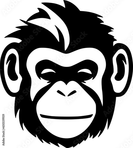 Monkey - Black and White Isolated Icon - Vector illustration