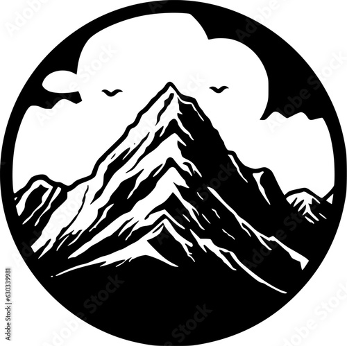 Mountain - Black and White Isolated Icon - Vector illustration