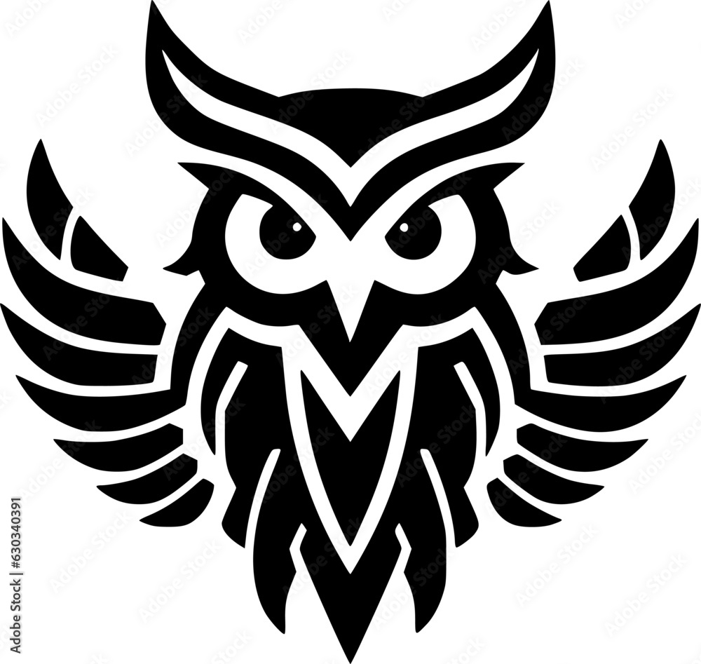 Owl - Black and White Isolated Icon - Vector illustration Owl - Black and White Isolated Icon - Vector illustration