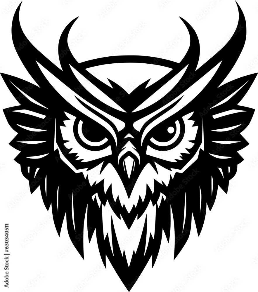 Owl - Black and White Isolated Icon - Vector illustration Owl - Black and White Isolated Icon - Vector illustration