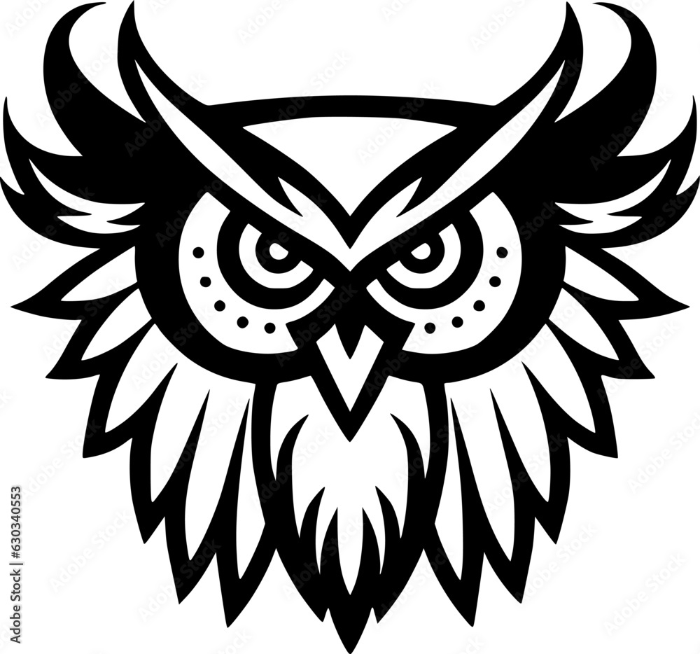 Owl | Black and White Vector illustration