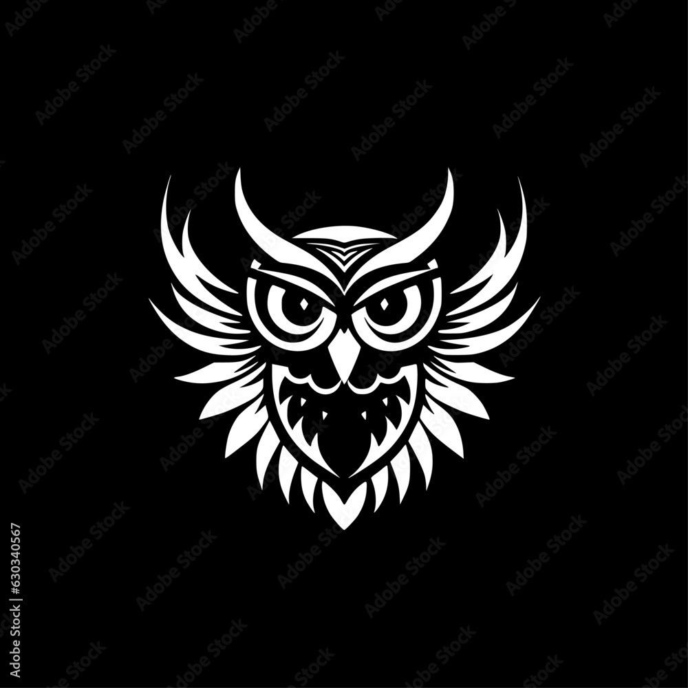Owl - Black and White Isolated Icon - Vector illustration