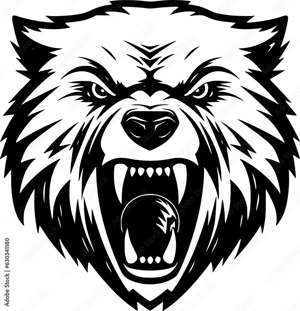 Fototapeta premium Bear - Black and White Isolated Icon - Vector illustration