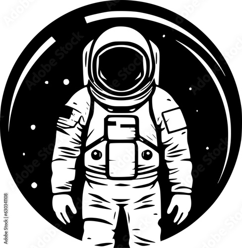 Astronaut - Black and White Isolated Icon - Vector illustration