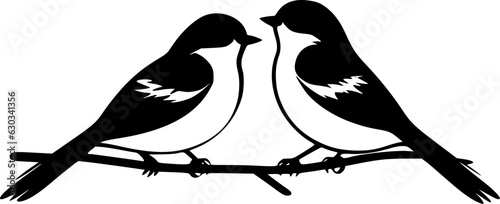 Birds - Black and White Isolated Icon - Vector illustration