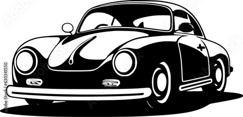 Cars - Black and White Isolated Icon - Vector illustration