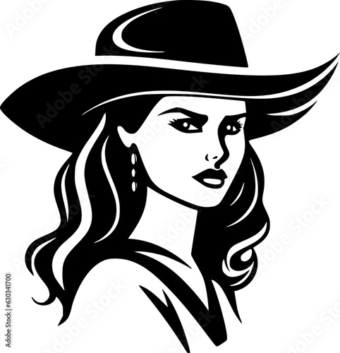 Cowgirl | Black and White Vector illustration
