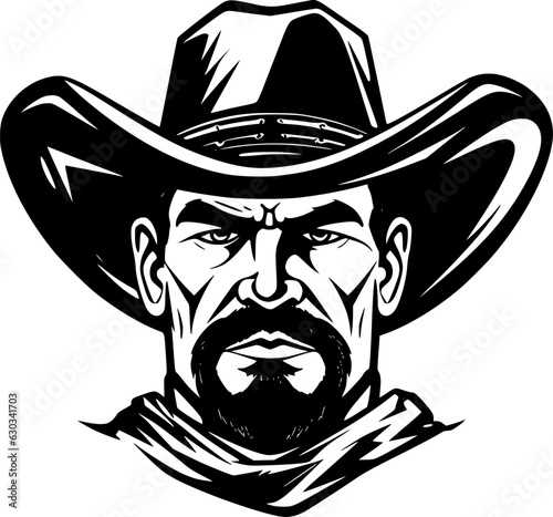 Cowboy | Black and White Vector illustration