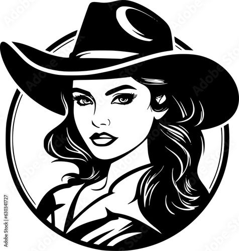 Cowgirl | Black and White Vector illustration