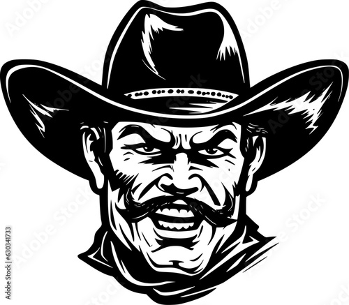 Cowboy | Black and White Vector illustration