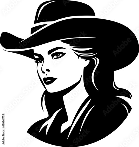 Cowgirl | Black and White Vector illustration