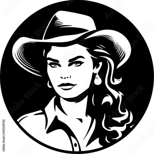 Cowgirl - Black and White Isolated Icon - Vector illustration © CreativeOasis