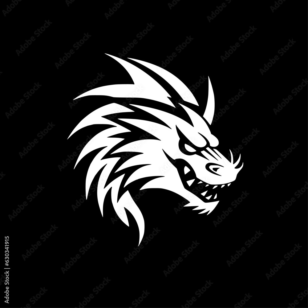 Obraz premium Dragon | Black and White Vector illustration