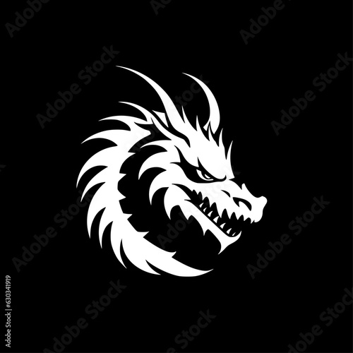 Dragon - Black and White Isolated Icon - Vector illustration © CreativeOasis