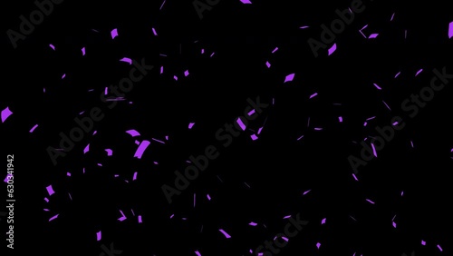 Purple 3D animation of confetti falling on Alpha Screen Background 4K. Celebrate the holidays. Easy to put it into your scene or video. confetti celebration, birthday party, anniversary party Black BG
