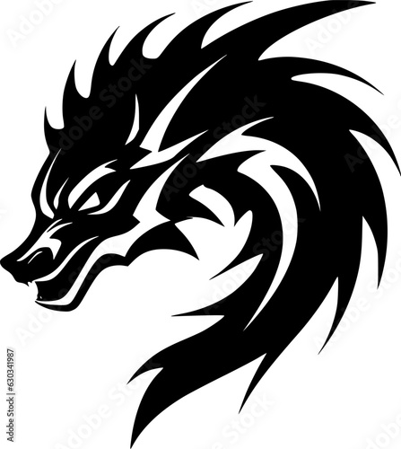 Dragon - Black and White Isolated Icon - Vector illustration