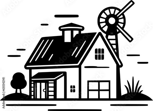 Farmhouse - Minimalist and Flat Logo - Vector illustration