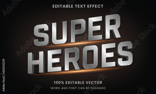 3d luxury silver metallic text style effect template editable text effect