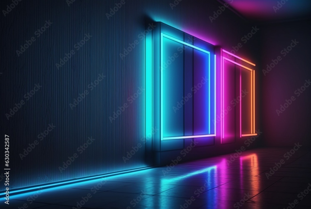 realistic background with neon light. generative ai realistic background with neon light. generative ai