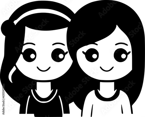 Friends | Black and White Vector illustration