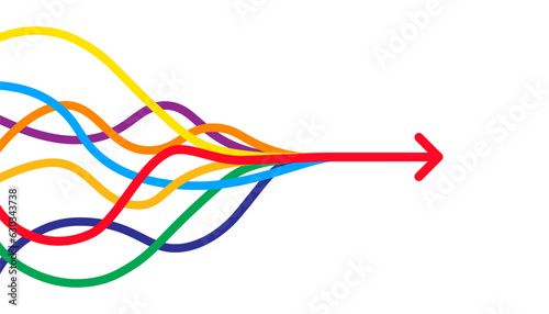 Colorful merging arrows image. Clipart image photo