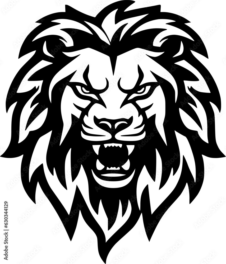 Fototapeta premium Lion - Black and White Isolated Icon - Vector illustration